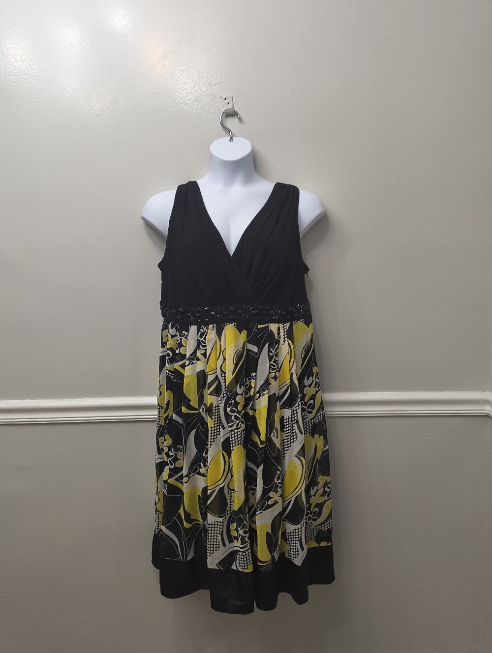 Beautiful Candlelight&Champagne Midi Dress Black Yellow Sz 18W Special Occasion